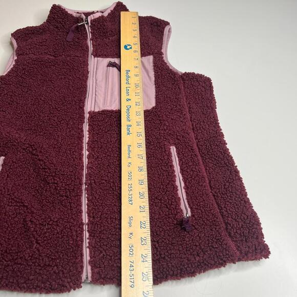 Orvis Women’s Sherpa Fleece Vest Burgundy Pink L Large Zip Front Outdoor Casual - Picture 2 of 9